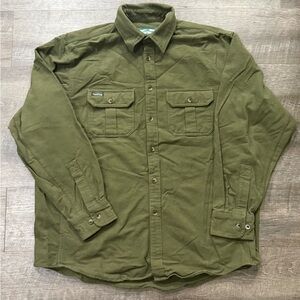 Arborwear Shirt Mens XL Military Green Thick Button Up Workwear Double Pocket